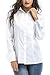 SUNNOW Women Simple White Collared Long Sleeves Blouse with Button (XL, White)