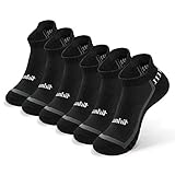 Runhit No Show Socks for Women & Men (3/6 Pairs Pack), White,Grey,Black Ankle Socks,Cushioned Low Cut Blister Resist Sports Tab Socks for Athletic,Running,Cycling,Hiking,Workout-and-Training