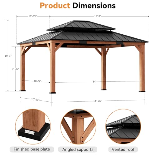 Modern Shade 12x16 Wood Gazebo Review: Permanent Cedar Shelter with Galvanized Roof image 26