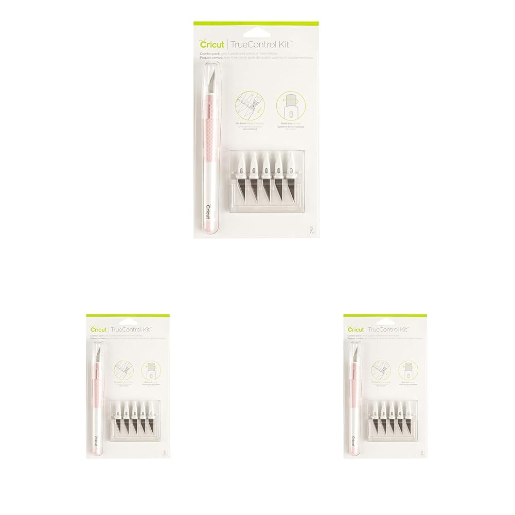 Cricut TrueControl Knife Kit – Precision, Craft, Carving & Hobby Knife – Rose, 5 Spare Blades, Easy Blade Change, Effortless Cuts, Anti-Roll, Blade Storage