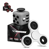 Vortex Spinners - Prime Fidget Toy Set of Upgraded High Speed Hand Spinner Toy and Soft Touch Fidget Cube in Premium Gift Box, 1-4 min of Spin Time (White)