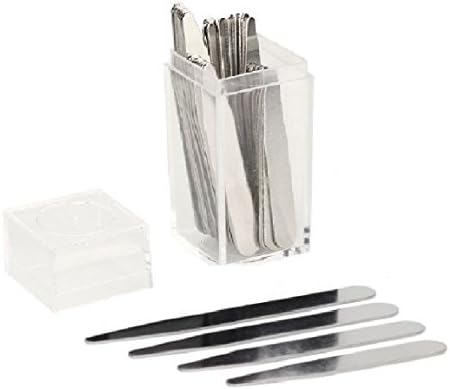 40 Metal Collar Stays for Men Shirts 4 Various Sizes In Clear Plastic Box
