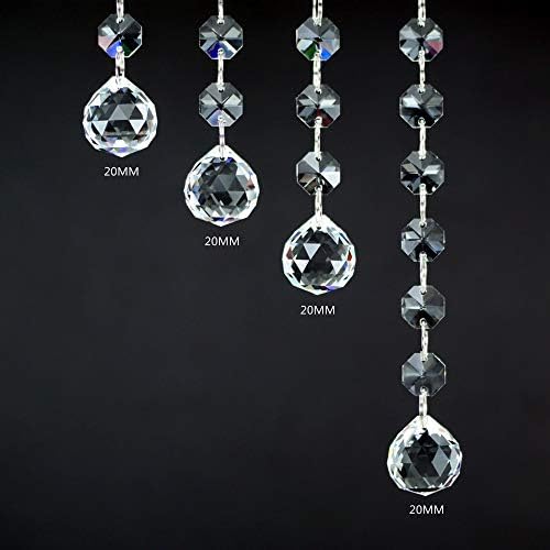 SunAngel 20MM facted Crystal Ball Chandelier Crystals, Clear Crystal Chandelier Pendants Parts Beads, Hanging Crystals for Chandeliers(20MM Lighting Ball(4 Strings))