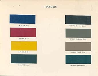 Amazon.com: 1942 Mack Truck Paint Color Chips: Entertainment Collectibles