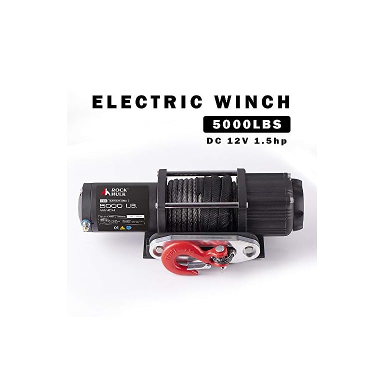 RockHulk Winch 5000 lb Waterproof Winch ATV/UTV Electric Winch Kit