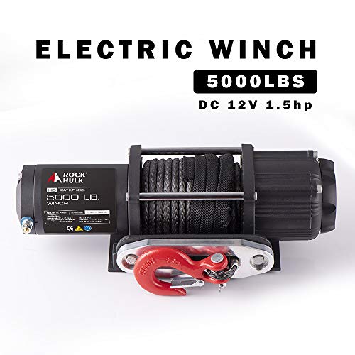 Rock-Hulk Winch 5000 lb Waterproof Winch ATV/UTV Electric Winch Kit with Hawse Fairlead, Synthetic Rope, 1 Wired Handle - Image 3