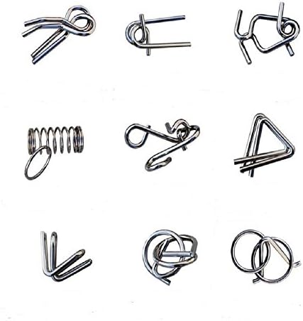 WDLROADS IQ Test Mind Game Toys Brain Teaser Metal Wire Puzzles Magic Trick Toy, Metal IQ Puzzle Set of 9