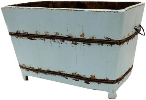 Antique Revival Wooden Square Sink, Large, Aqua