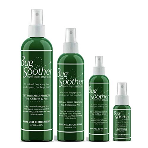 BUG SOOTHER Spray Family Pack Includes Free Bonus 1 oz. Travel Size. - Natural Mosquito, Gnat and Insect Deterrent & Repellent with Essential Oils - Safe for Adults, Kids, Babies, Pets, Environment