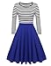 ACEVOG Women's Vintage Stripes Patchwok A-line Long Sleeve Cocktail Dress