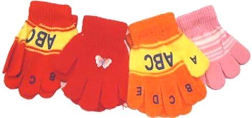 Set of Four One Size Stretch Microfiber Lined Magic Gloves for Infant and Toddlers Ages 1-4 Years (Charcoal, Royal Blue, Black, and Numbers)