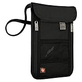 Lewis N. Clark Women's RFID Blocking Stash Neck Wallet, Travel Pouch Passport Holder for Women & Men, Black