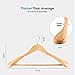 High-Grade Wooden Hangers - Heavy-Duty Coat Hangers with Wide Shoulders - Set of 6 with 6.3cm Shoulder Flares for Suits and Garments - Includes Trouser Bar