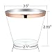 9 oz Rose Gold Rimmed Plastic Cups Clear Plastic Tumblers - Disposable Hard Party Wedding Plastic Cups 60 Pack-WDF (Cups)