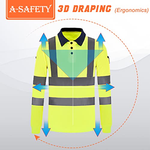 A-SAFETY High Visibility Safety T Shirt Reflective Construction