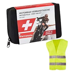 GoLab ® Motorfiets EHBO-set – klein en compact, verbandtas volgens DIN 13167 met veiligheidsvest geschikt voor alle…