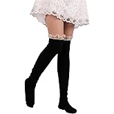 Apone Fatu Women's Thigh High Lace Boot Socks - Knee High Warmer With Lace Trim Long Stocking for Cosplay