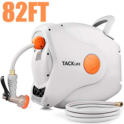 TACKLIFE Hose Reel with 8 Adjustable Sprayer Nozzle 82+8 FT