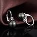 ZowBinBin 925 Sterling Silver 10mm Pearl Earrings,Beautiful Black Pearl Earrings,White Pearl Dangle Earrings Hypoallergenic Shell Pearl Earrings