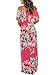 Happy Sailed Women Floral Print Off The Shoulder Long Maxi Hawaii Dresses, Medium Rosy