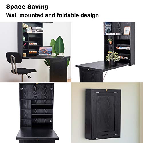 Tangkula Wall Mounted Fold Out Convertible Desk, MultiFunction