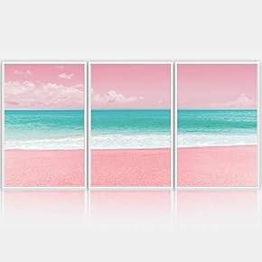 signwin 3 Piece Framed Canvas Wall Art Pink...