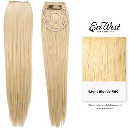 Eri West Clip-in Invisible Ponytail Extension Futura Fiber Ponytail 120g - Yaki Straight 18" Light Blonde