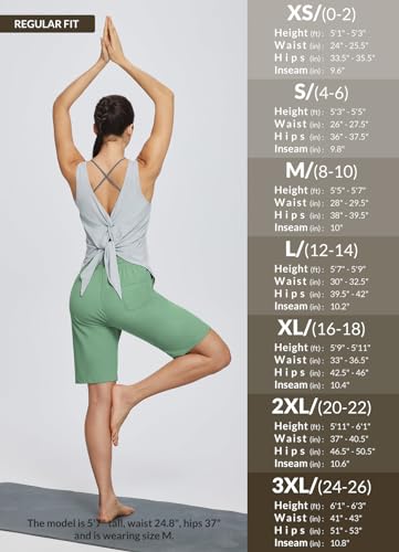 BALEAF Women's Shorts 10" Bermuda Long Running