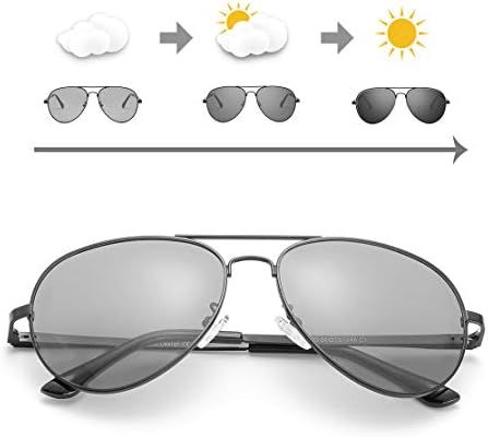 OSVAW Mens Photochromic Polarized Sunglasses Sun Glasses, 100% UVA UVB Protection with Metal Frame for Driving Travling