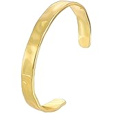 GREICHFAN Gold/Silver Wide Hammered Textured Cuff Bangle Bracelets for Women