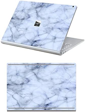 MasiBloom Top & Bottom Sticker Decal for 15" Microsoft Surface Book 2 (2017 Released) 15 inch Protective Laptop Cover Skin (for 15" Surface Book 2, Marble- Blue with Black)