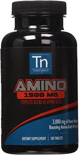 Trusted Nutrients Amino 1500. Complete Amino Acid Complex. 8 Essential Amino Acids and more. GMO Free. 100 Tablets.
