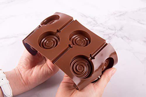 Cozihom 6 Cavity Silicone Lollipop Mold, Chocolate Mold, Typical Round, Stars & Hearts, Bowknots, Christmas, Smile Faces Shape, 5 PCS, and 130 PCS Lollipop Sticks.