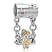 LovelyJewelry Rose Pink Crystal Mother's Mom Dad Bead For Charm Bracelet (Sitting On Swings)