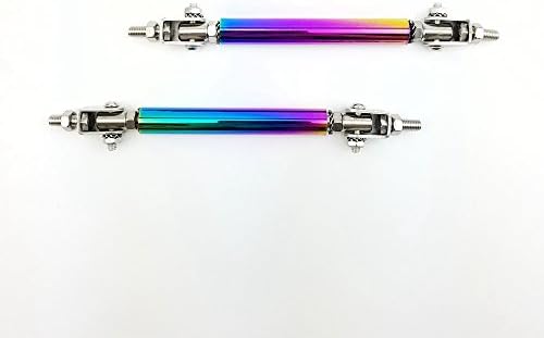 Neo Chrome 1pair Universal Adjustable 75MM Front Bumper Lip Splitter Rod Strut Tie Bar Support