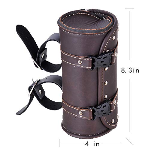 Mini Motorcycle Bag Waterproof SaddleBag, Brown Motorcycle Fork Bag with Eco-Friendly Materials