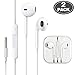 (2 Pack) Aux Headphones/Earphones/Earbuds 3.5mm Wired Headphones Noise Isolating Earphones with Built-in Microphone & Volume Control Compatible with iPhone 6 SE 5S 4 iPod iPad Samsung/Android MP3