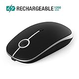 Rechargeable Wireless Mouse, Jelly Comb 2.4G Slim Optical Mice - Less Noise, 3 Adjustable DPI, Portable Mobile Wireless Mouse for Notebook, PC, Laptop, Computer, MacBook - Black + Silver