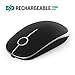 Rechargeable Wireless Mouse, Jelly Comb 2.4G Slim Optical Mice - Less Noise, 3 Adjustable DPI, Portable Mobile Wireless Mouse for Notebook, PC, Laptop, Computer, Macbook - Black + Silver