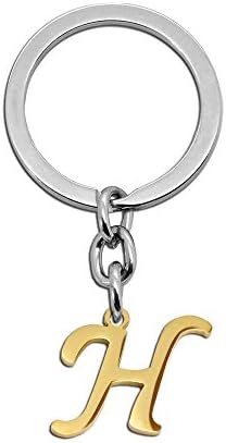 1 Key fob Chain Ring Keyring Keychain Stainless Steel Letter Alphabet Pendant Name Colour Silver Gold A B C