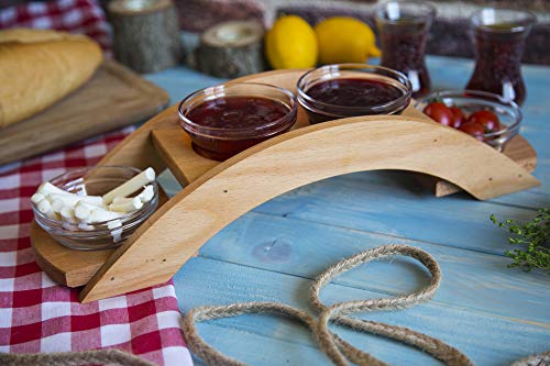 Wooden Dip Sauce and Snack Tray Serving Ramekins, Decorative Serveware, Home, Kitchen, Café, Dining Tabletop Accessory (4 Medium Cups) - Thumbnail 3