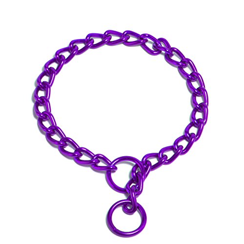 Platinum Pets 4mm Coated Chain Dog Collar 20-Inch, Electric Purple