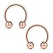 Ruifan 12PCS Assorted Colors Surgical Steel CBR Non-Piercing Fake Nose Septum Horseshoe Earring Eyebrow Tongue Lip Piercing Ring with 5mm Balls 14G 14mm