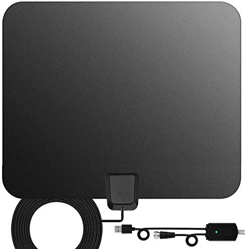TV Antenna Indoor Digital HDTV Freeview 4K HD VHF UHF for Local Channels 130 Miles with Signal Amplifier for All Television 16.4 ft Cable