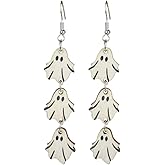 Halloween Earrings for Women Wooden Pumpkin Ghost Dangle Earrings Cute Earrings Cosplay Gifts