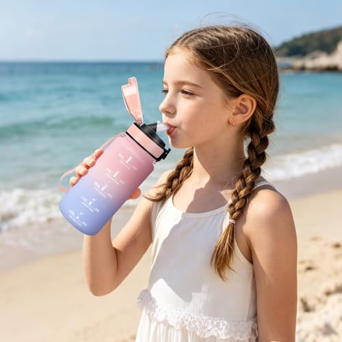 Motswedi BPA Free 500/1000ml Water Bottle with Straw, Reusable, Leakproof, Canteen for Gym, School, Yoga, Camping