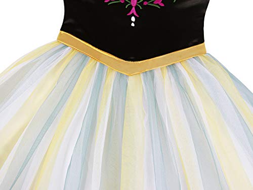 Cotrio Anna Princess Dress Toddler Girls Halloween Costumes Outfits Kids Theme Birthday Party Fancy Dresses Size 4T (3-4 Years, Green Yellow, 110)
