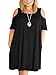 Nemidor Women's Cold Shoulder Plus Size Casual T-shirt Swing Dress With Pockets