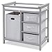 Costzon Baby Changing Table, Infant Diaper Changing Table Organization, Diaper Storage Nursery Station with Hamper and 3 Baskets (Gray+White)