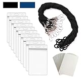 ID Badge Holder Lanyards for ID Badges - ID Holder for Lanyard Nurse Badge Reel ID Card Holder Lanyard Name Badge Holder - ID Lanyard Name Tag Holder Plastic Card Sleeves - Black Vertical - 55 Sets